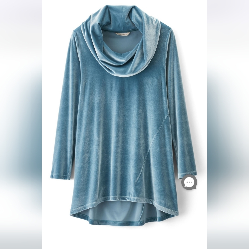 Soft Surroundings Vision In Velvet Cowl Neck Tunic Tapestry Teal Size Large